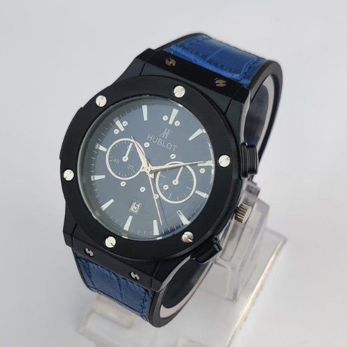 Blue Strap Hublot-Inspired Chronograph Watch for Men