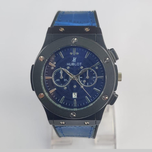 Blue Strap Hublot-Inspired Chronograph Watch for Men