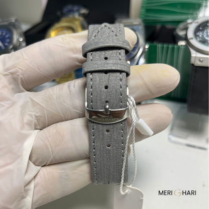 Crystal Time Military-Style Quartz Watch – Matte Grey Dial with Textured Strap