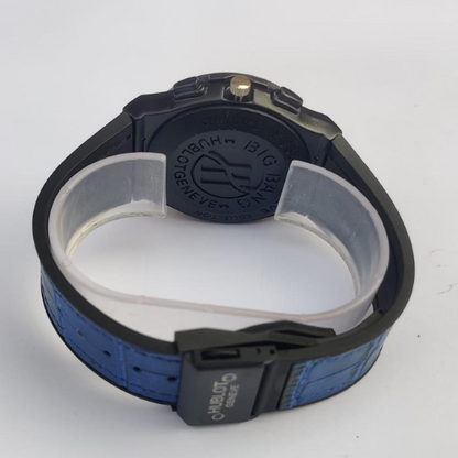 Blue Strap Hublot-Inspired Chronograph Watch for Men