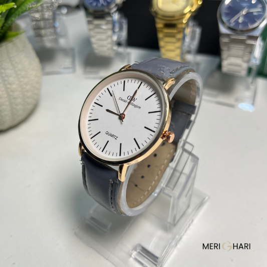 Daniel Wellington Classic Quartz Watch – Rose Gold Case with Grey Leather Strap