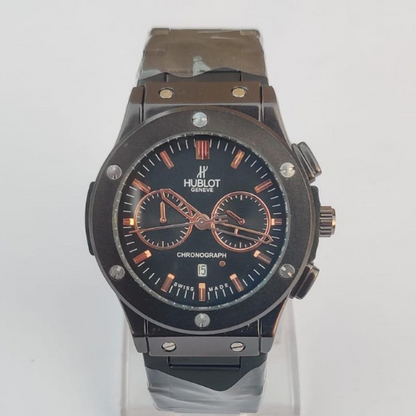 Dark Brown Hublot-Inspired Chronograph Watch for Men