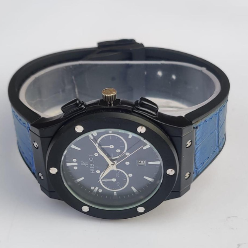 Blue Strap Hublot-Inspired Chronograph Watch for Men