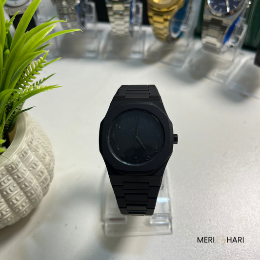 Black Aura Men's Matte Watch | Minimalist Analog Wristwatch