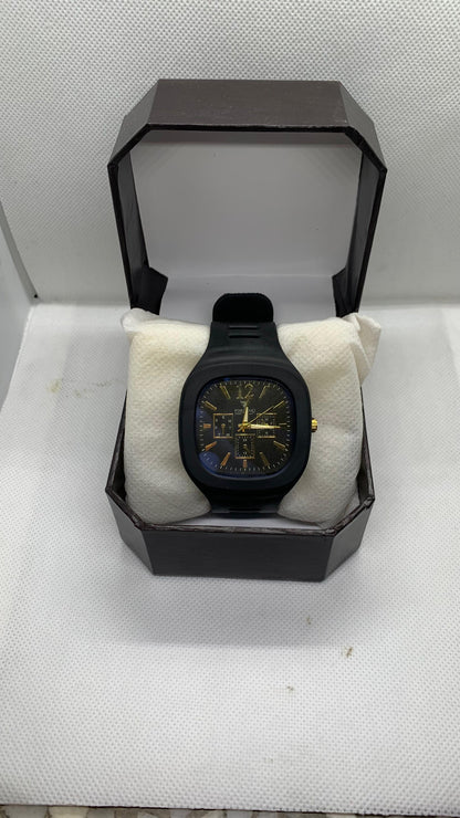 Fortuner Sport Chrono-Style Watch – Blue Dial with Black Rubber Strap