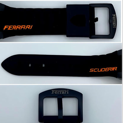 Ferrari Chronograph Sports Watch – Black & Orange Dial with Rubber Strap
