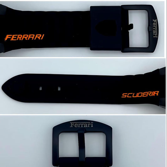 Ferrari Chronograph Sports Watch – Black & Orange Dial with Rubber Strap