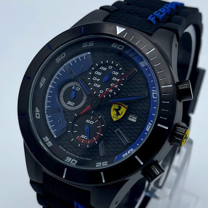 Ferrari Chronograph Sports Watch – Black & Blue Edition