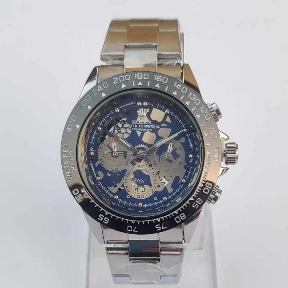 Rolex Skeleton Dial Chronograph – 42mm Stainless Steel Quartz Watch